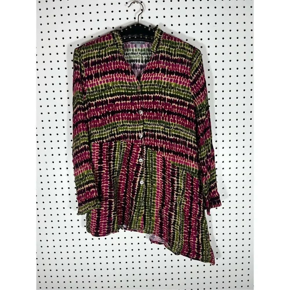 Habitat button down multi color ported blouse size s